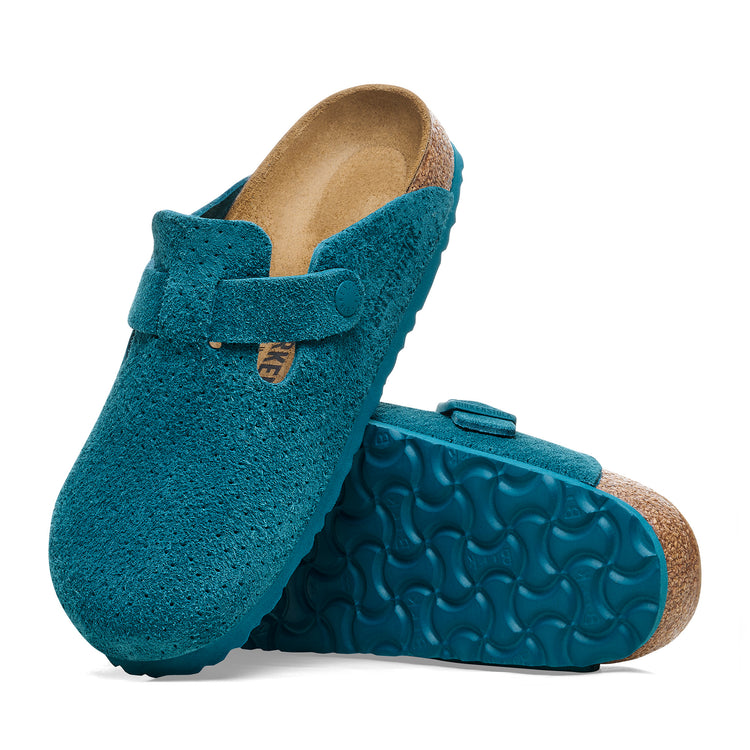 Birkenstock Boston Embossed Suede Leather Deep Turquoise sole view