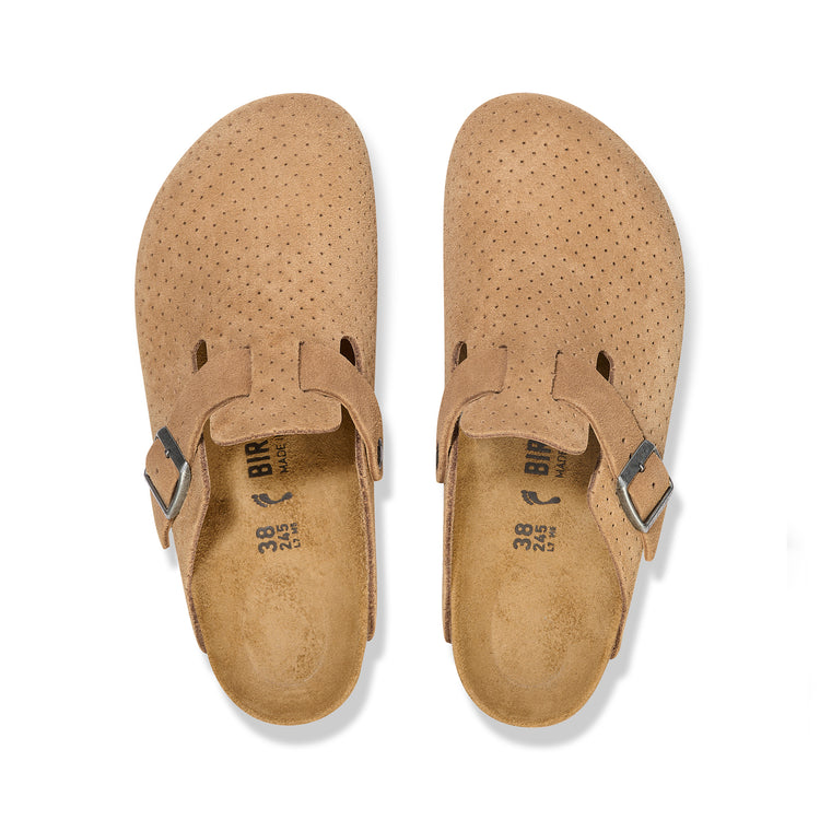 Birkenstock Boston Embossed Suede Leather New Beige top view