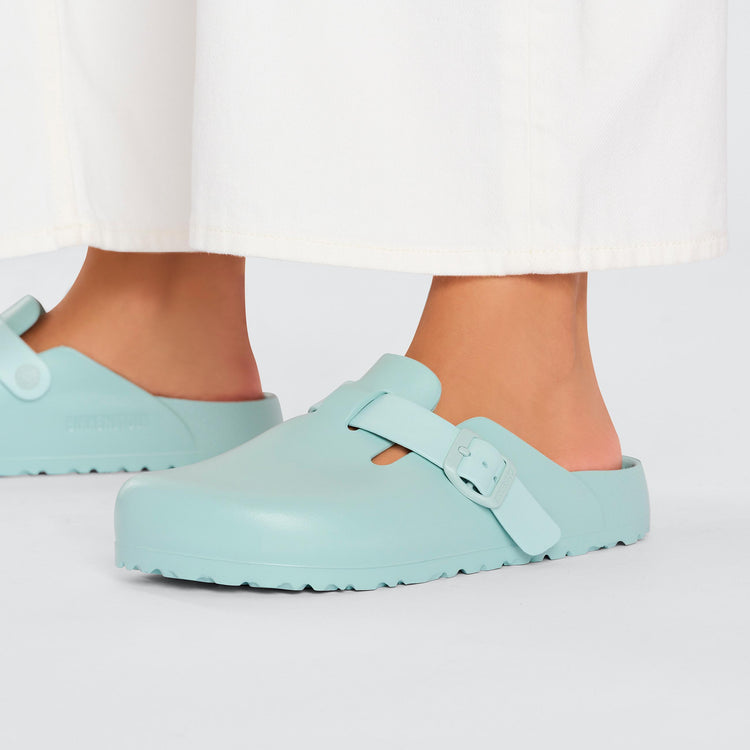Birkenstock Boston EVA Surf Green on model 2