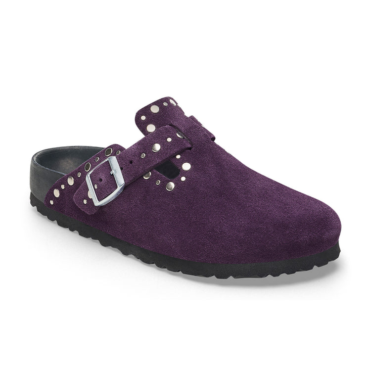 Birkenstock Boston Exquisite Rivets Acai Suede Leather