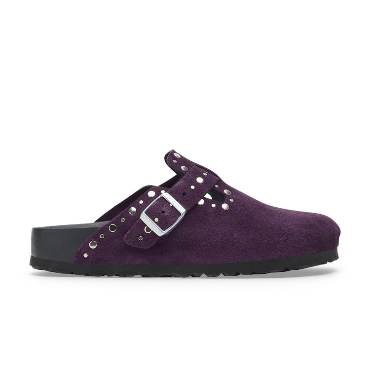 Birkenstock Boston Exquisite Rivets Acai Suede Leather side view