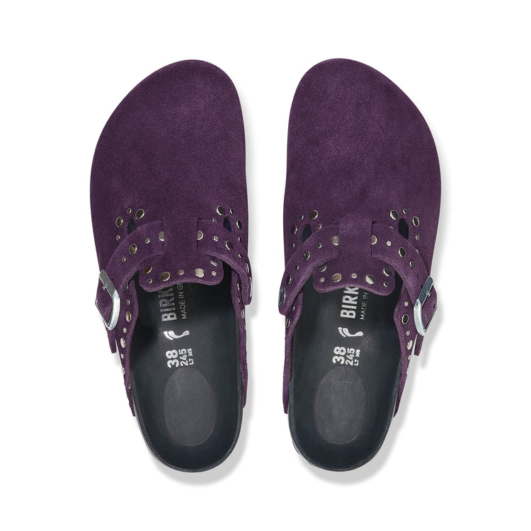 Birkenstock Boston Exquisite Rivets Acai Suede Leather top view