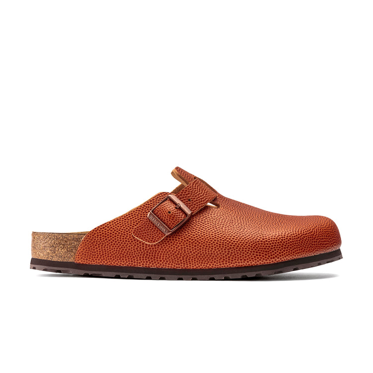 Birkenstock Boston Ginger Brown Embossed Natural Leather side view