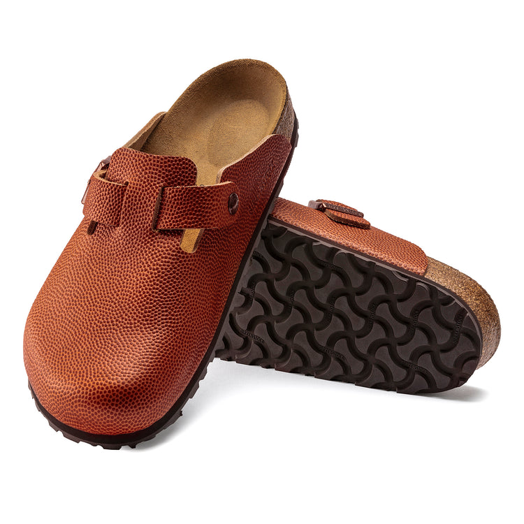 Birkenstock Boston Ginger Brown Embossed Natural Leather sole view