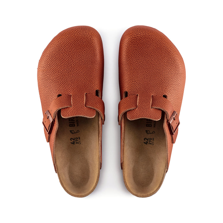 Birkenstock Boston Ginger Brown Embossed Natural Leather top view