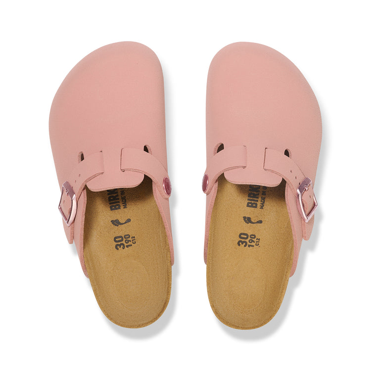 Birkenstock Boston Kids Pink Clay BirkiBuc top view