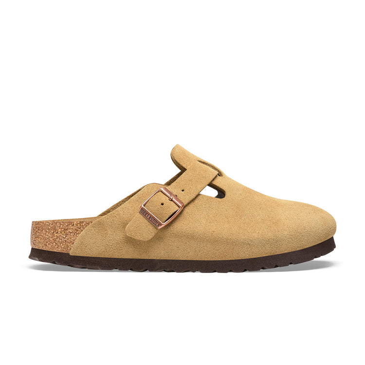 Birkenstock Boston Latte Cream Suede Leather side view