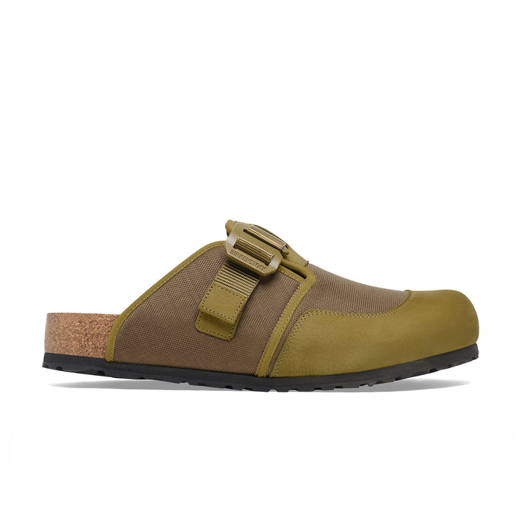Birkenstock Boston Nova Textile/Nubuck Leather Pine Green side view