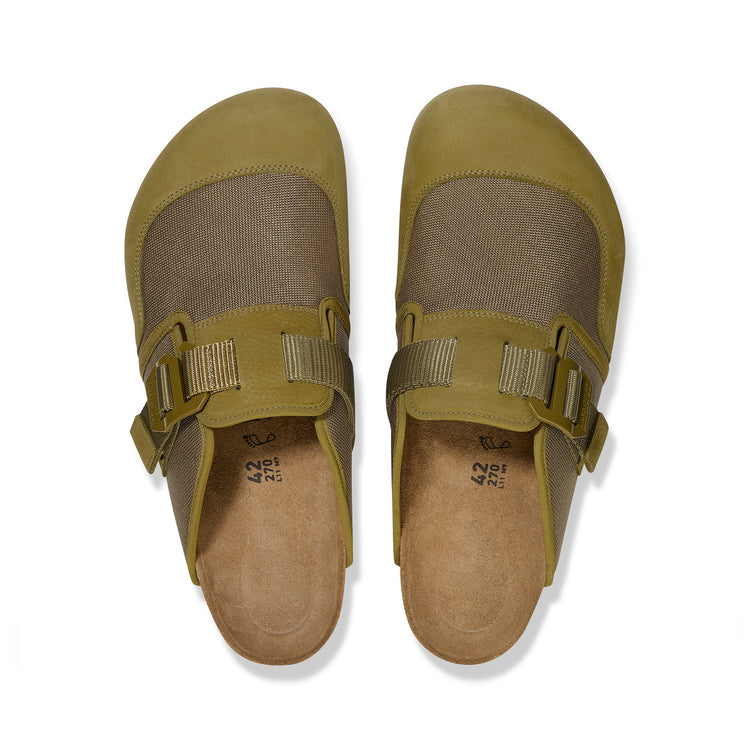 Birkenstock Boston Nova Textile/Nubuck Leather Pine Green top view