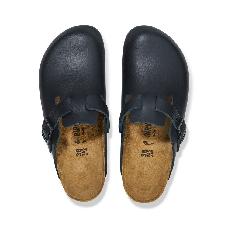 Birkenstock Boston Pro PU Coated Natural Leather Black top view