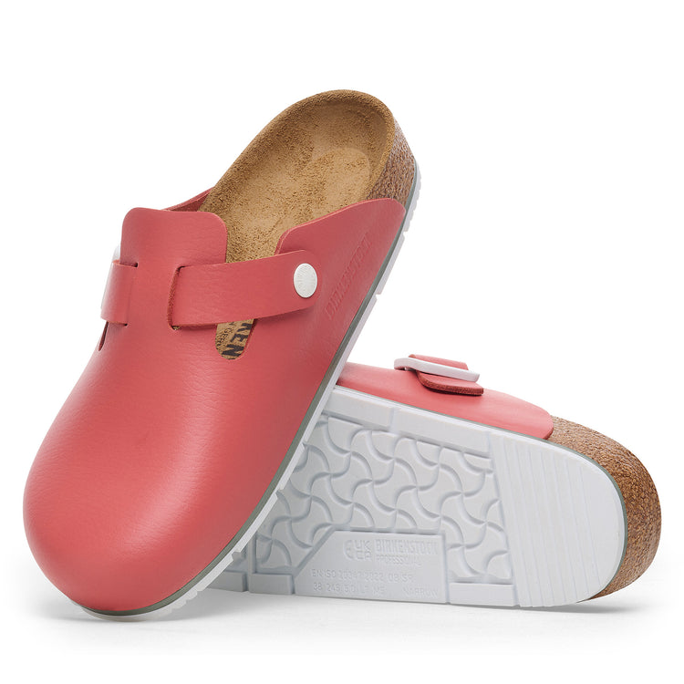 Birkenstock Boston Pro PU Coated Natural Leather Mars Red sole view