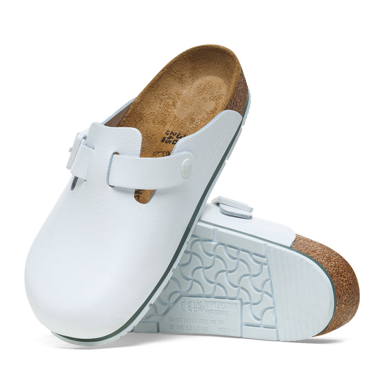 Birkenstock Boston Pro PU Coated Natural Leather White sole view