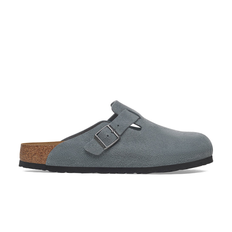 Birkenstock Boston SFB Basalt Grey Suede Leather side view