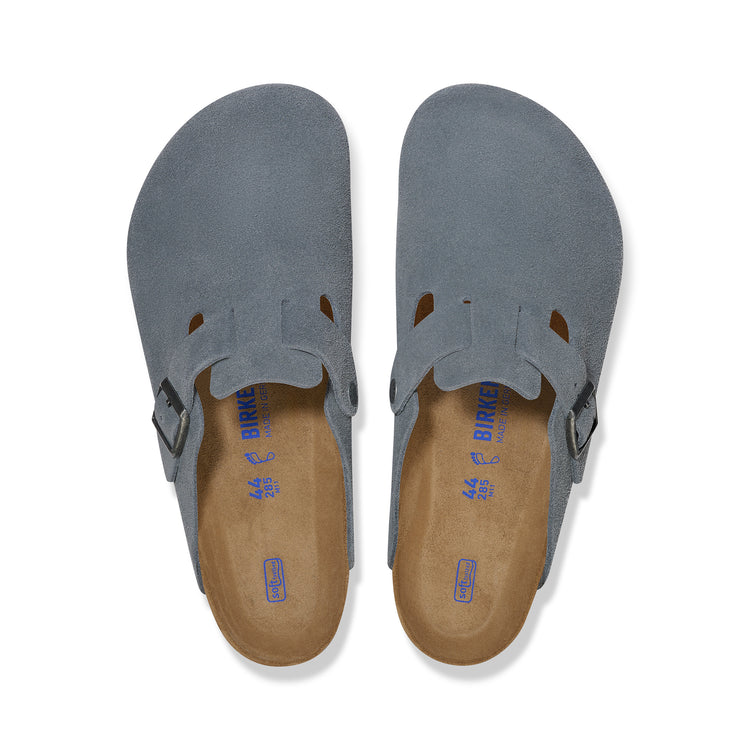 Birkenstock Boston SFB Basalt Grey Suede Leather top view