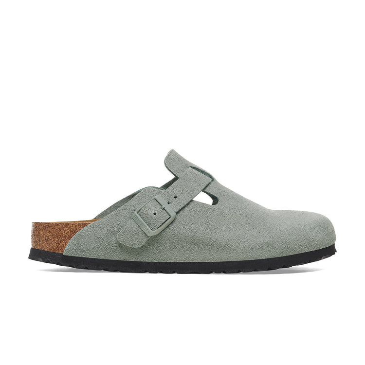 Birkenstock Boston SFB Pure Sage Suede Leather side view