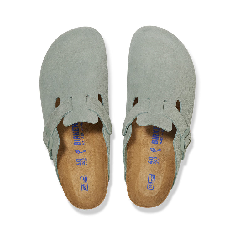 Birkenstock Boston SFB Pure Sage Suede Leather top view