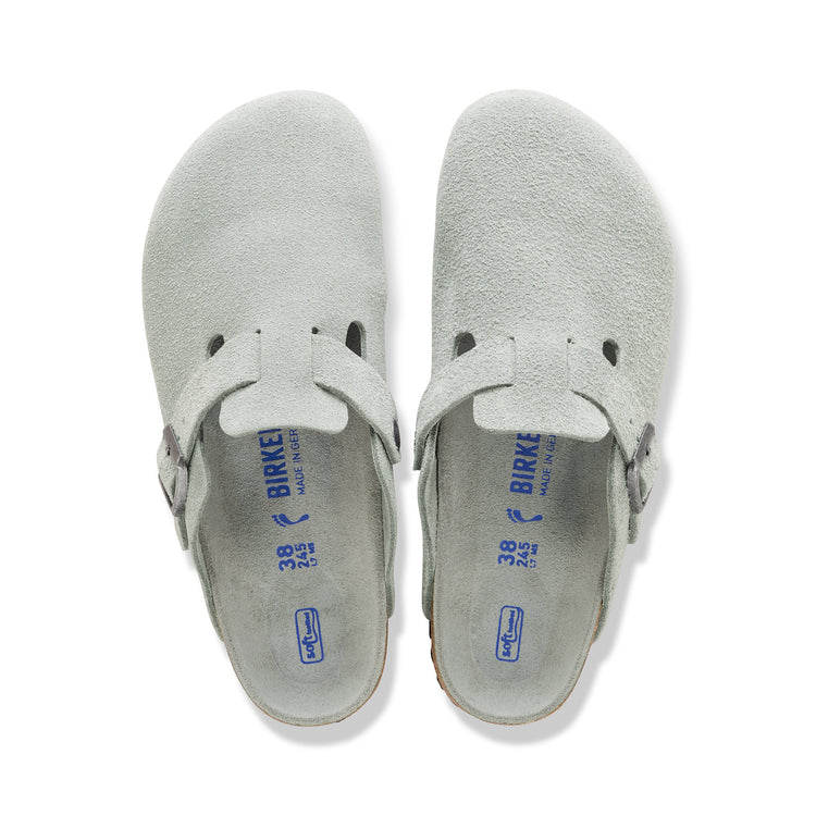 Birkenstock Australia Boston SFB Pure Sage Tonal Footbed Suede Leather top view