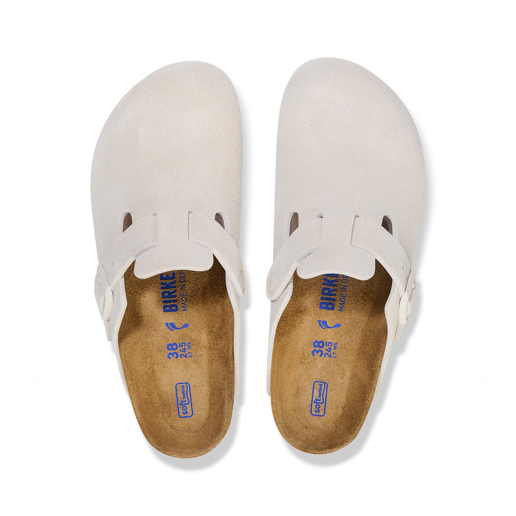 Birkenstock Boston SFB Antique White Suede Leather top view