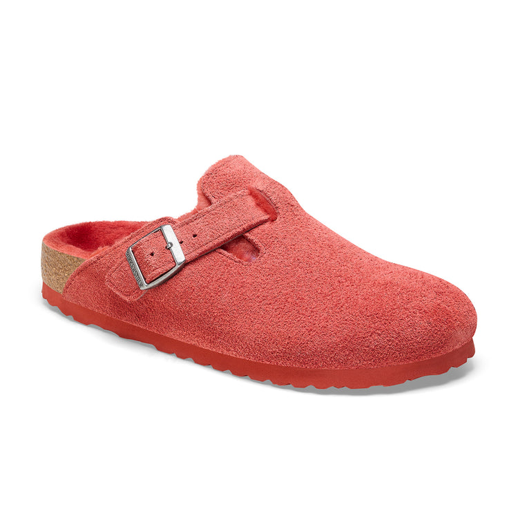 Birkenstock Boston Shearling Sienna Red Suede Leather/Shearling