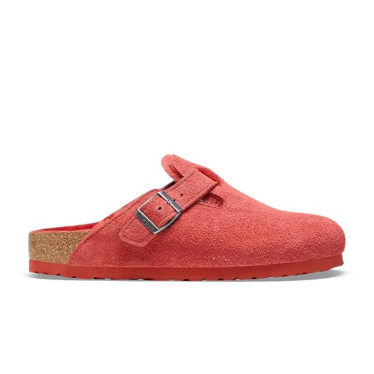Birkenstock Boston Shearling Sienna Red Suede Leather/Shearling side view