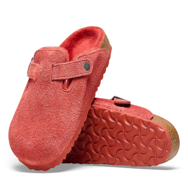 Birkenstock Boston Shearling Sienna Red Suede Leather/Shearling sole view