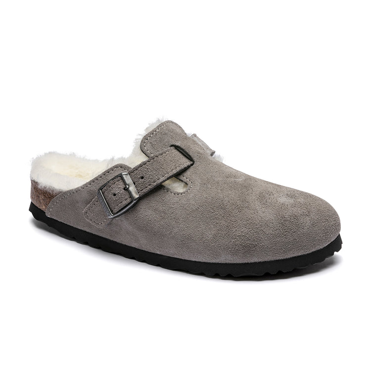 Birkenstock Boston Shearling Stone Coin Suede Leather/Shearling