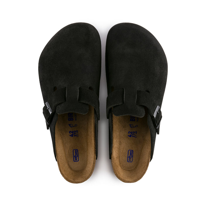 Birkenstock Boston SFB Black Suede Leather top view