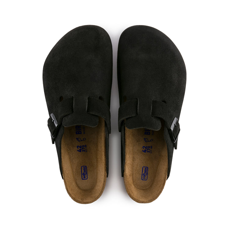 Birkenstock Boston SFB Black Suede Leather top view