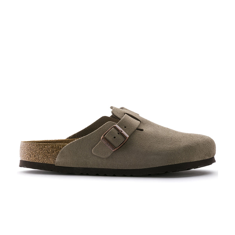 Birkenstock Boston SFB Taupe Suede Leather side view