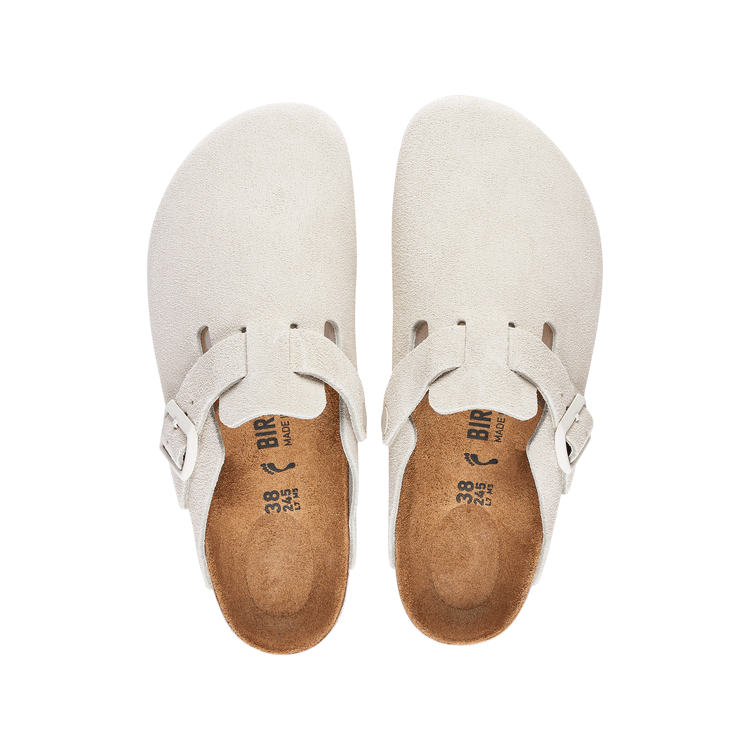 Birkenstock Boston Antique White Suede Leather top view
