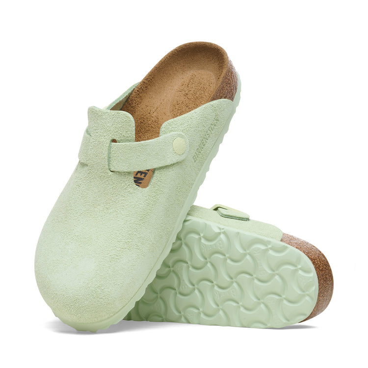 Birkenstock Boston Suede Leather Faded Lime sole view