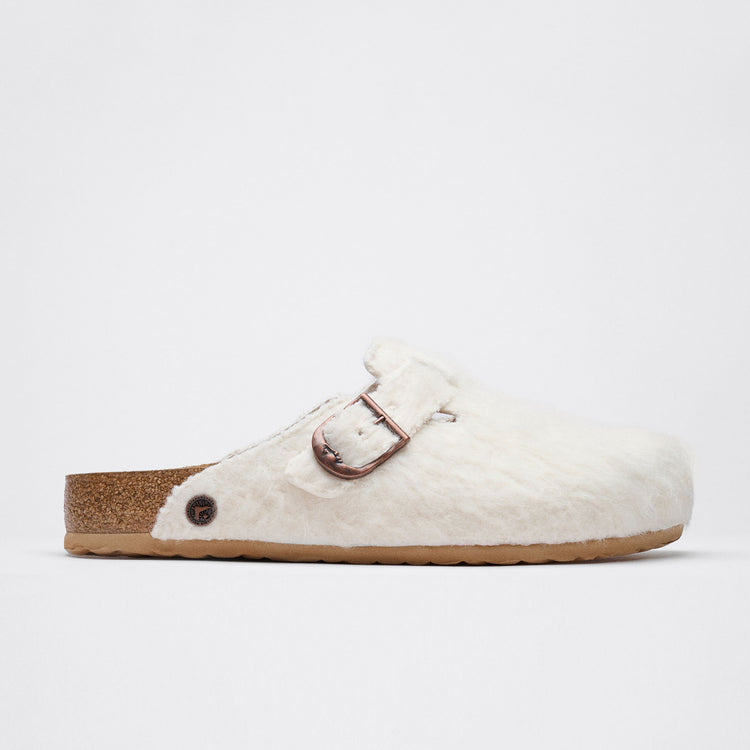 Birkenstock Australia Boston Wooly Moon Off-White Wool Felt side view