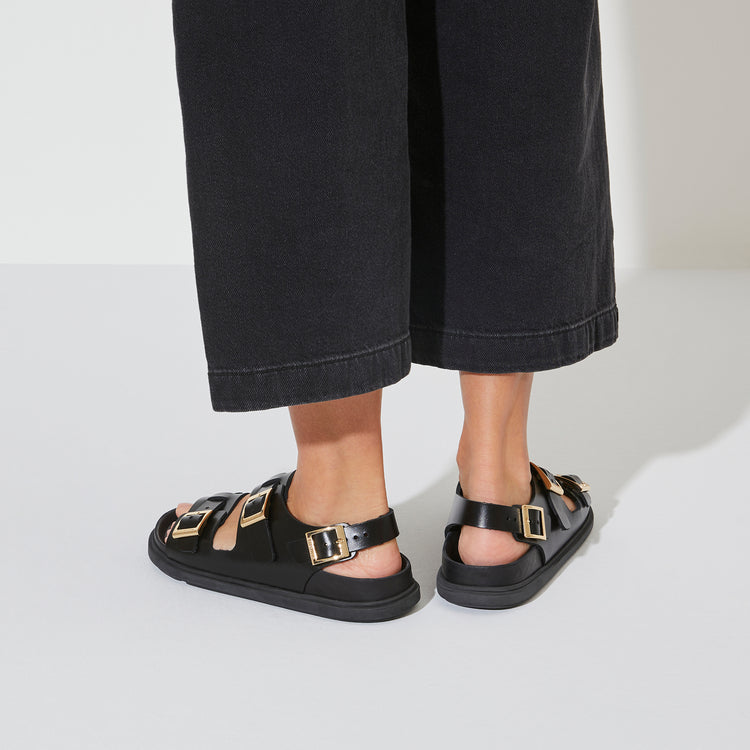 Birkenstock Cannes Black Natural Leather on model 2