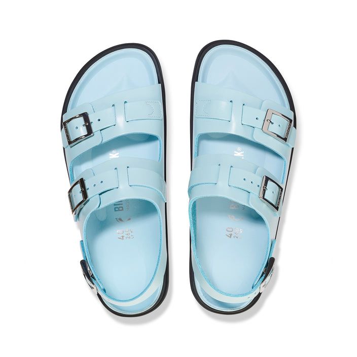 Birkenstock Cannes Natural Leather Mineral Blue top view