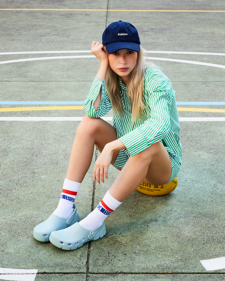 Birkenstock Australia Birki Flow Surf Green model collage tile