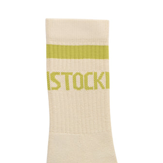 Birkenstock Australia Cotton Crew Stripe Socks Oatmeal/Archive Mid Green detail view