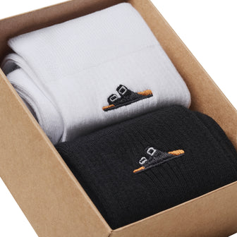 Birkenstock Cotton Ribbed Socks Black/White 2 Pack open box