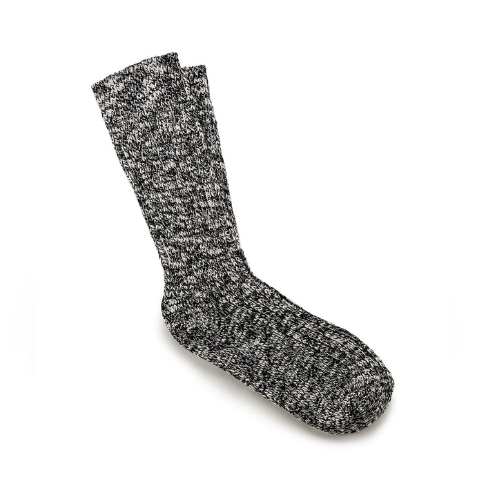 Birkenstock Cotton Slub Socks Black Grey texture flat view