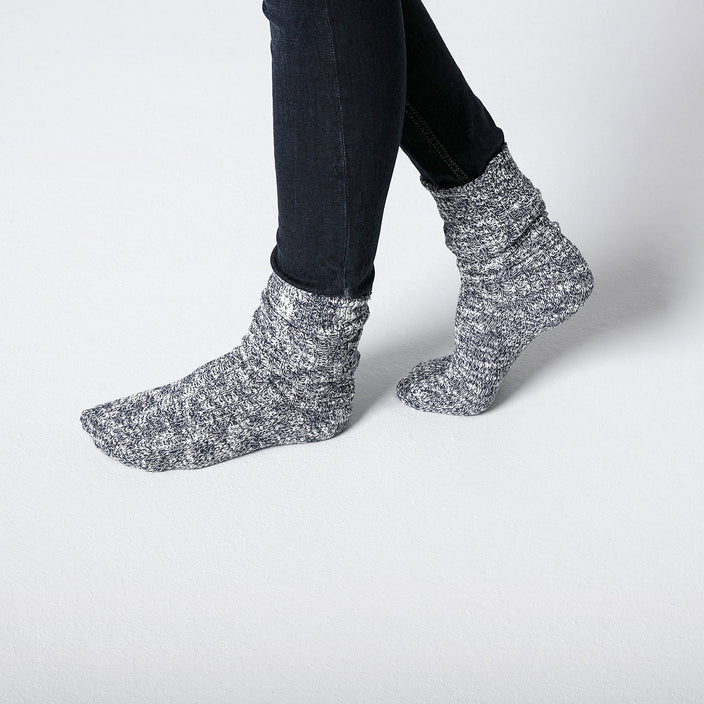 Birkenstock Cotton Slub Socks Blue White on model