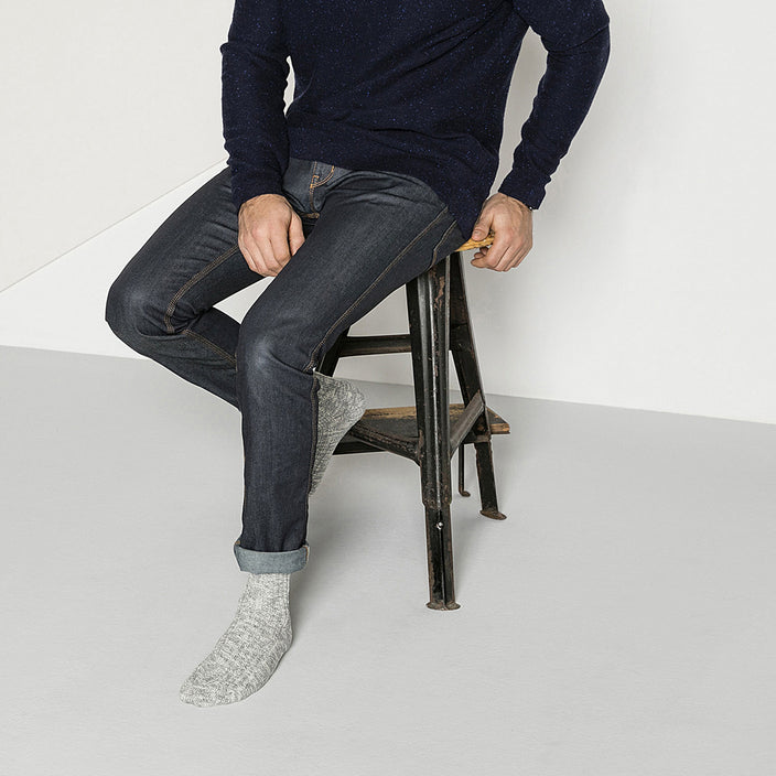 Birkenstock Cotton Slub Socks Grey White on model