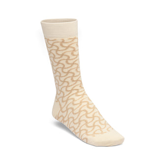 Cotton Sole Socks Bone Pattern Eggshell