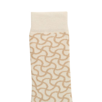 Cotton Sole Socks Bone Pattern Eggshell