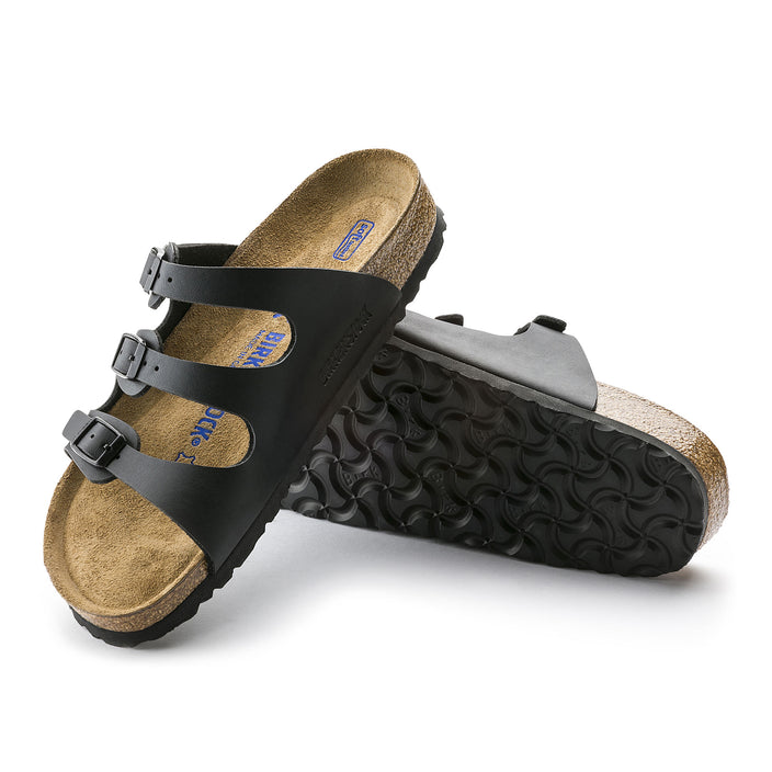 Birkenstock Florida Soft Footbed Black Birko-Flor sole view