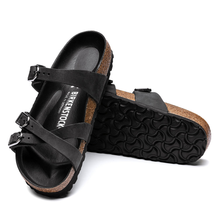 Birkenstock Franca Big Buckle Black Oiled Leather sole view