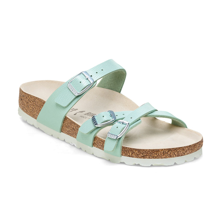 Birkenstock Franca Shiny Surf Green Embossed Birko-Flor