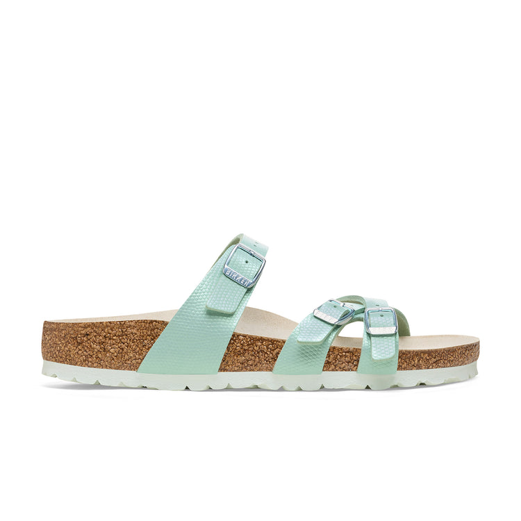 Birkenstock Franca Shiny Surf Green Embossed Birko-Flor side view
