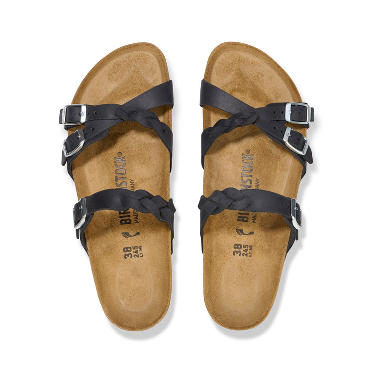 Franca Braided Black Oiled Leather top view