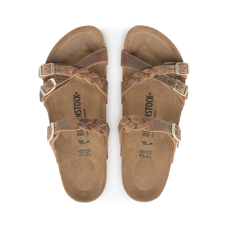 Birkenstock Franca Braided Cognac Oiled Leather top view
