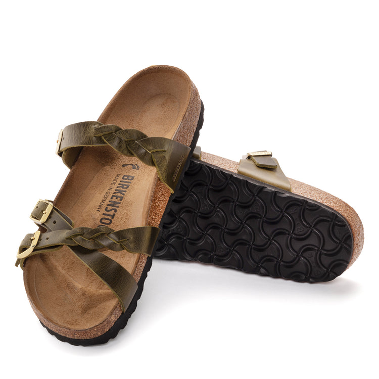 Birkenstock Franca Braided Green Olive Oiled Leather sole view