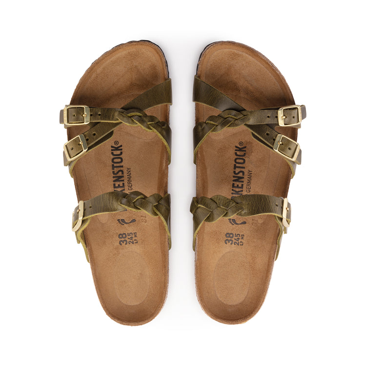 Birkenstock Franca Braided Green Olive Oiled Leather top view